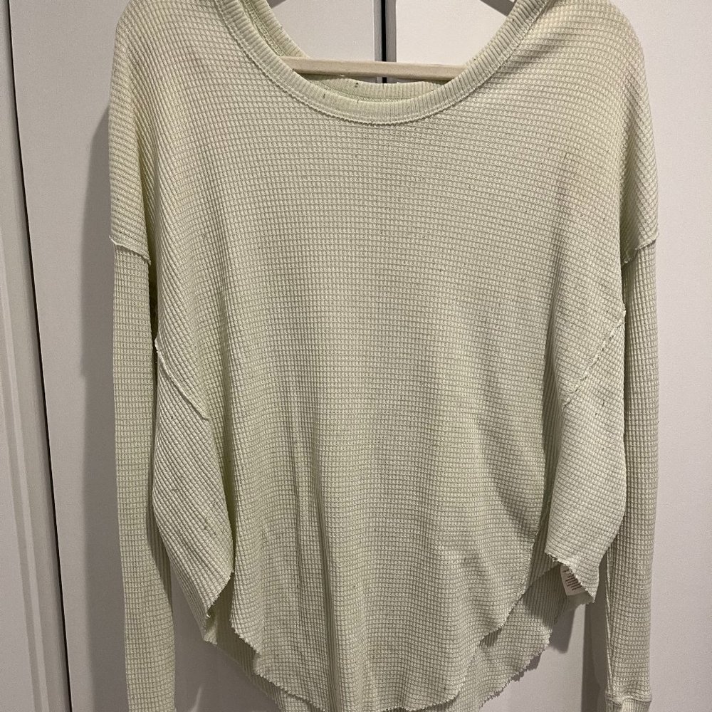 Free People XS We The Free Mint Green Waffle Thermal Swing Top Oversized